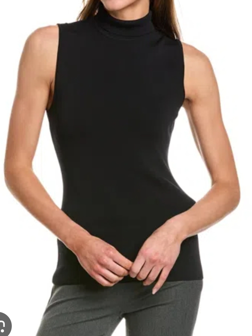BCBGMaxAzria Black Sleeveless Mock Neck Tank